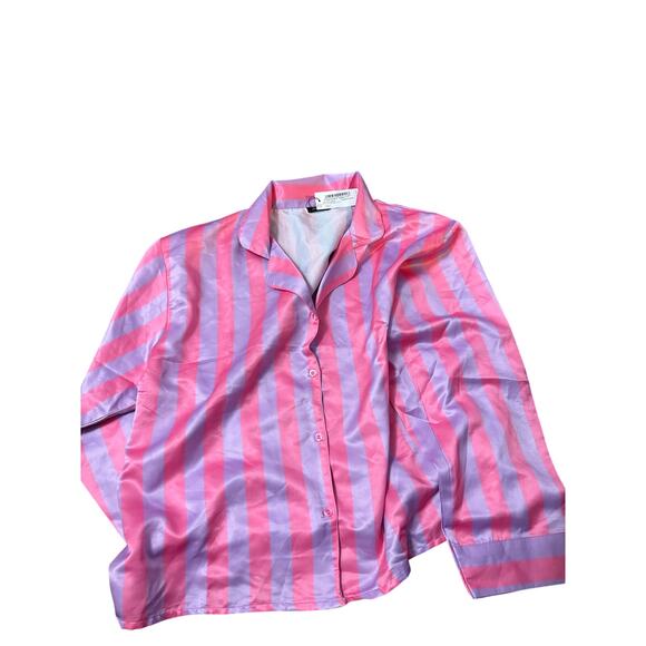 NastyGal Satin Oversized pajamas set. 
vibrant pink and fuchsia striped satin. L - Picture 5 of 5